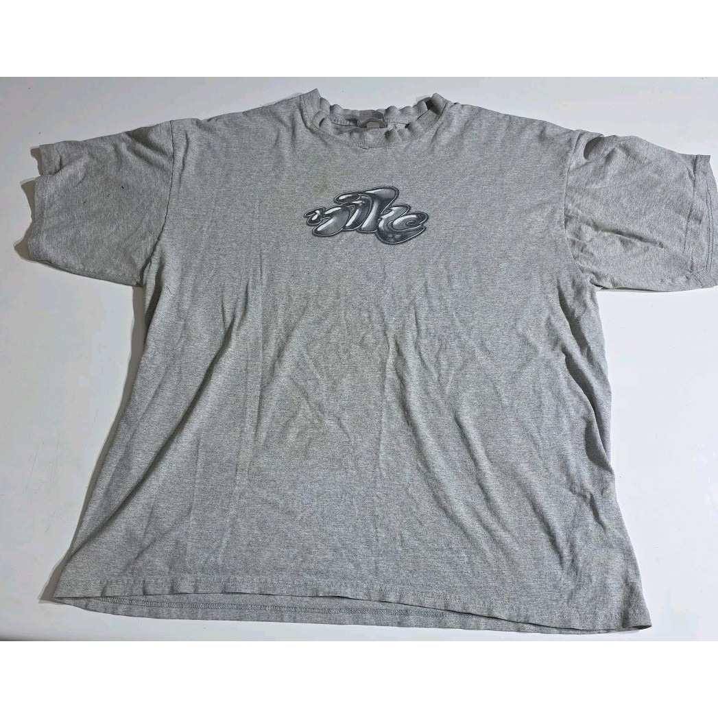 Nike Vtg Mens Xlarge T-Shirt Spell Out Bubble 3d Lettering Gray 90's Y2k